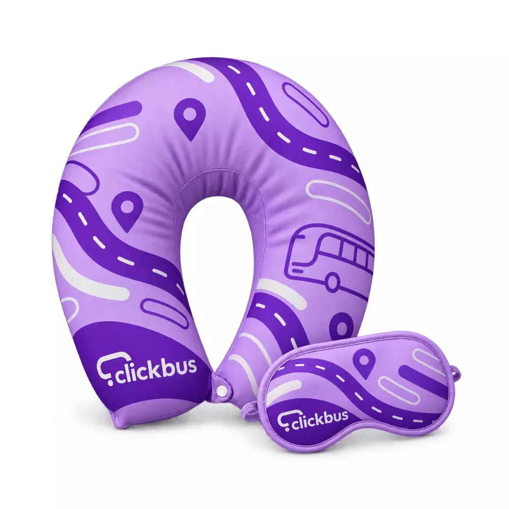 Kit Viagem Personalizado — Almofada de Pescoço + Máscara Dormir Lilás