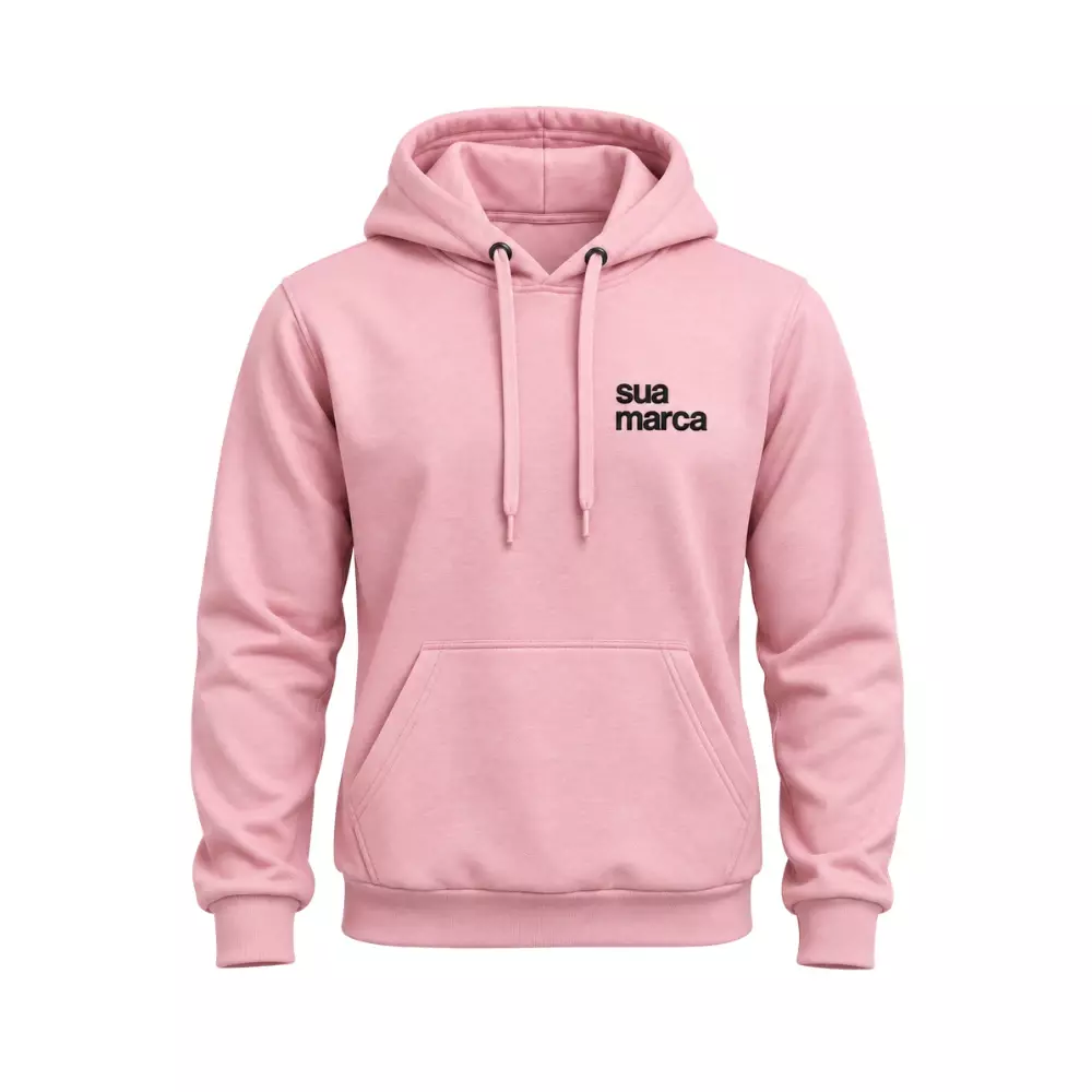 Moletom Canguru Personalizado Rosa Claro