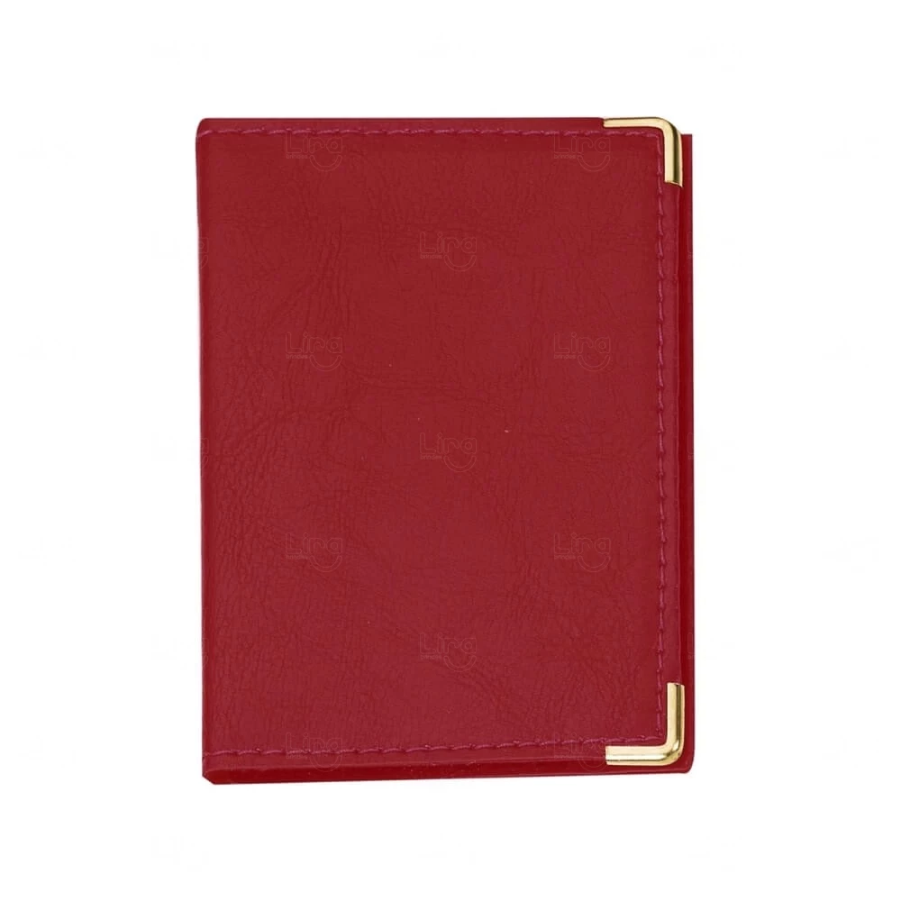 Porta Documento em Couro Sintético Personalizado - 12,2 x 17,7 cm Vermelho