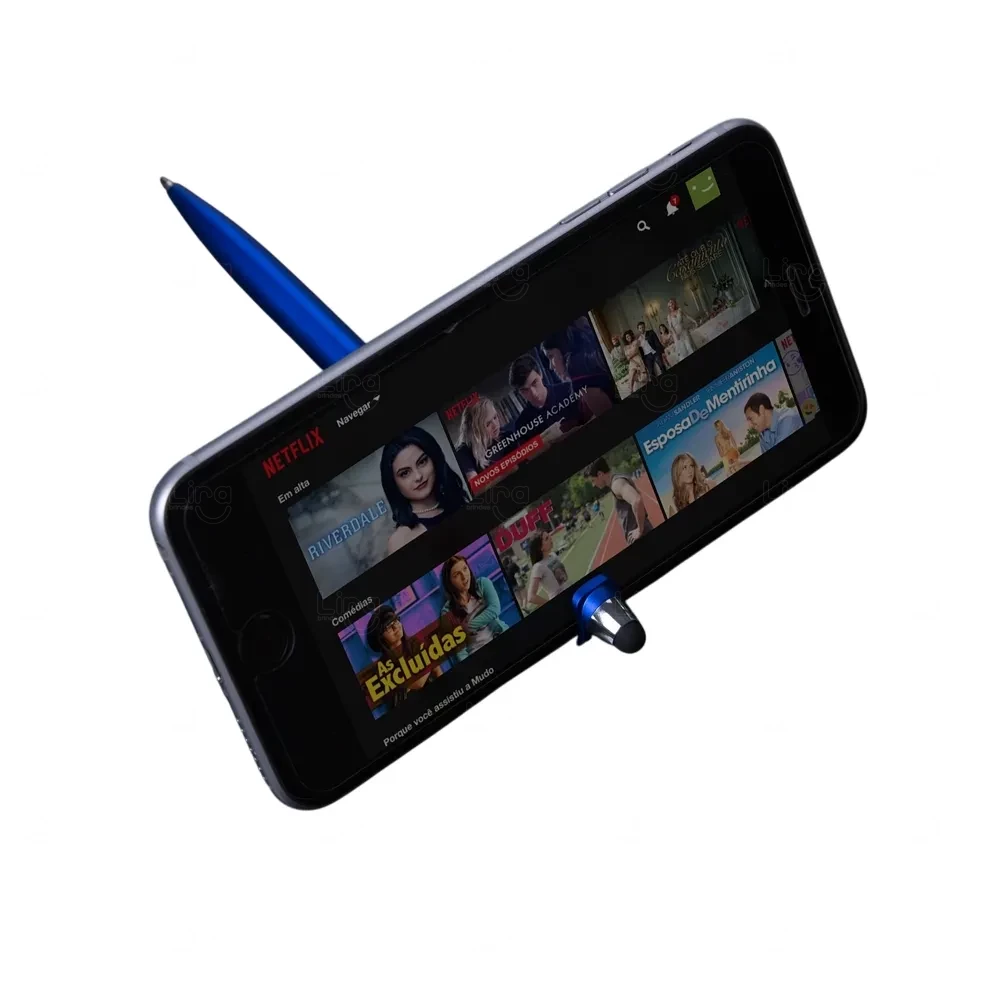 Caneta Plástica Touch com Suporte Personalizada 