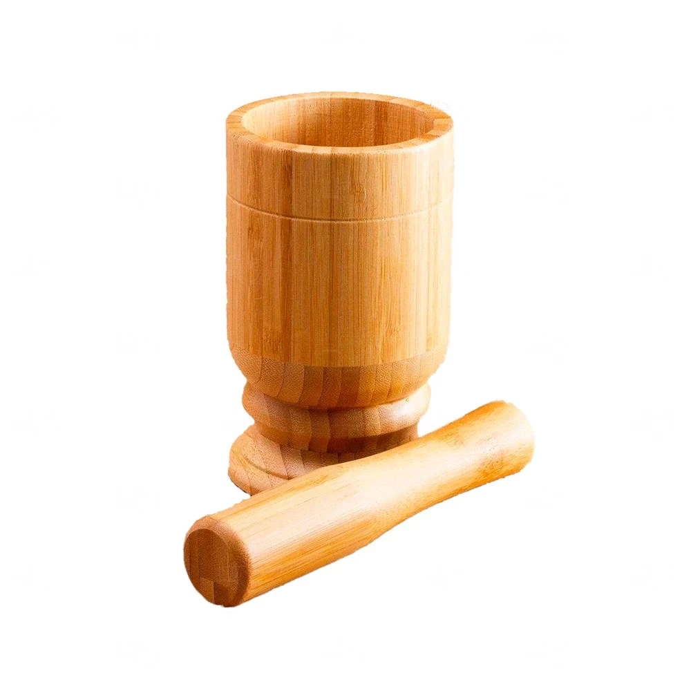 Pilão de Bambu com Socador Personalizado 