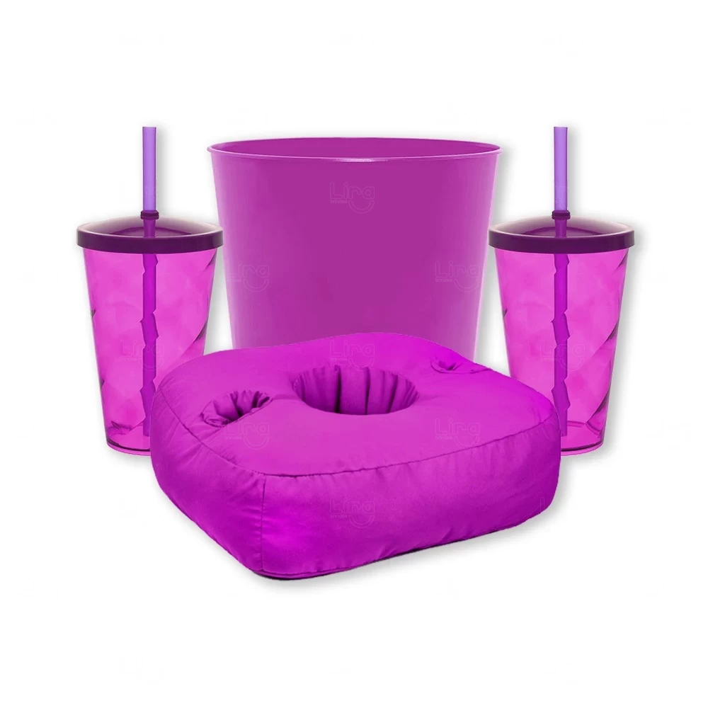 Kit Cinema Pipoca  Personalizado - 4 Peças Roxo