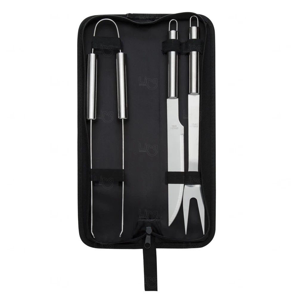 Kit Churrasco Inox Personalizado - 3 peças 