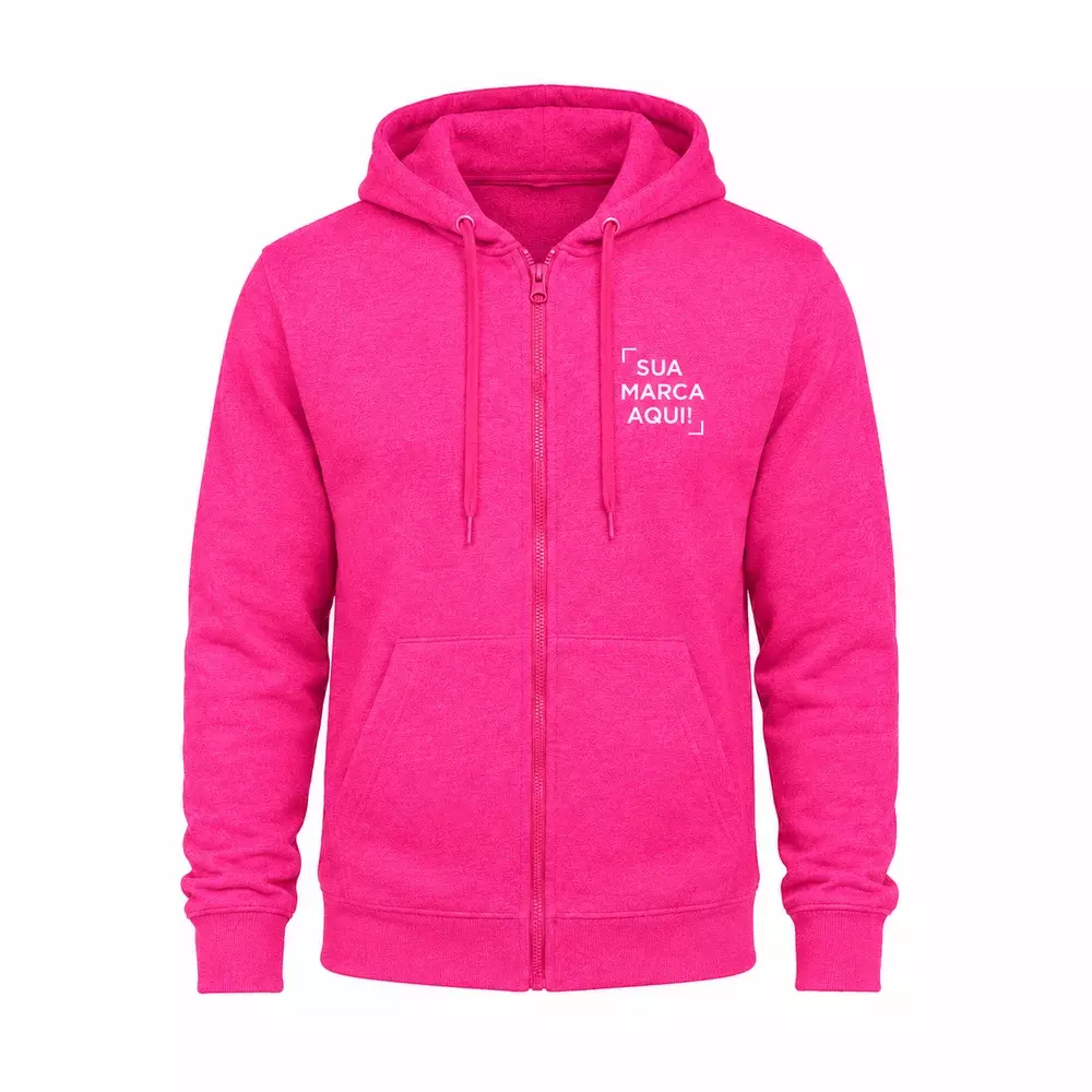 Moletom Canguru com Zíper e Capuz Personalizado Rosa Pink