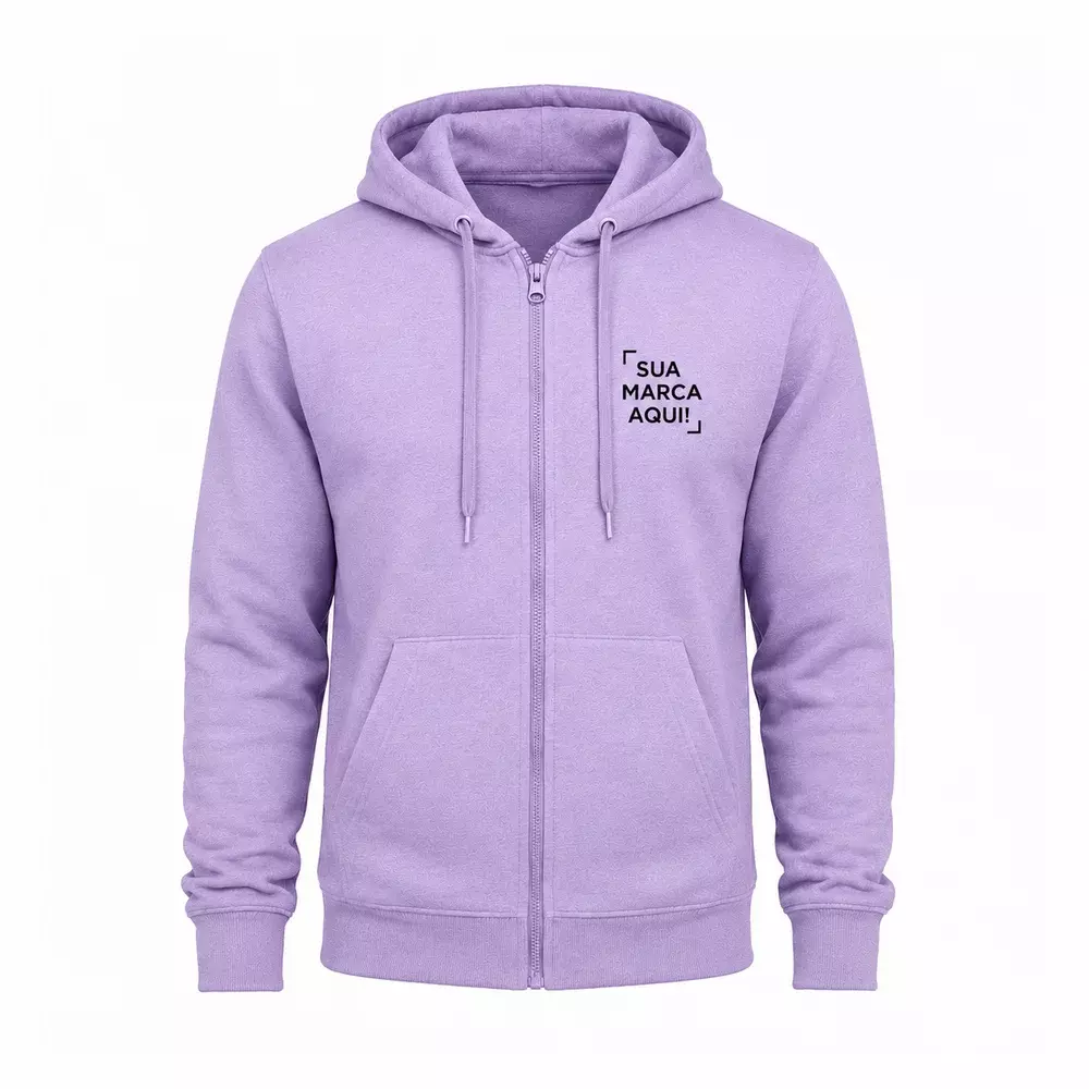 Moletom Canguru com Zíper e Capuz Personalizado Lilás