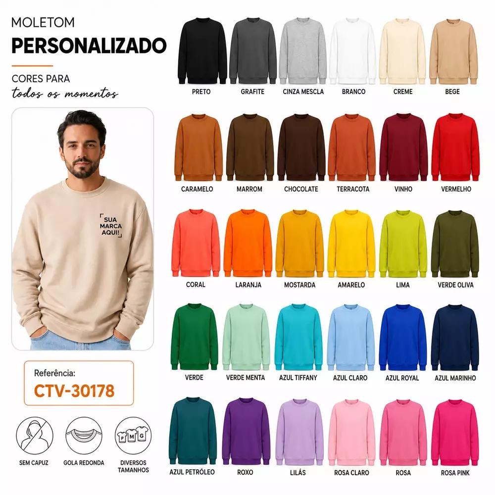 Blusa de Moletom sem Capuz Personalizada 