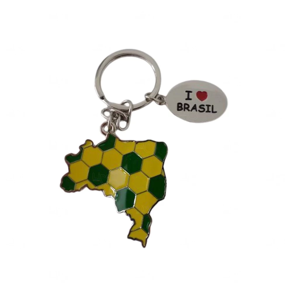 Chaveiro Mapa do Brasil em Metal com Pingente Personalizável 