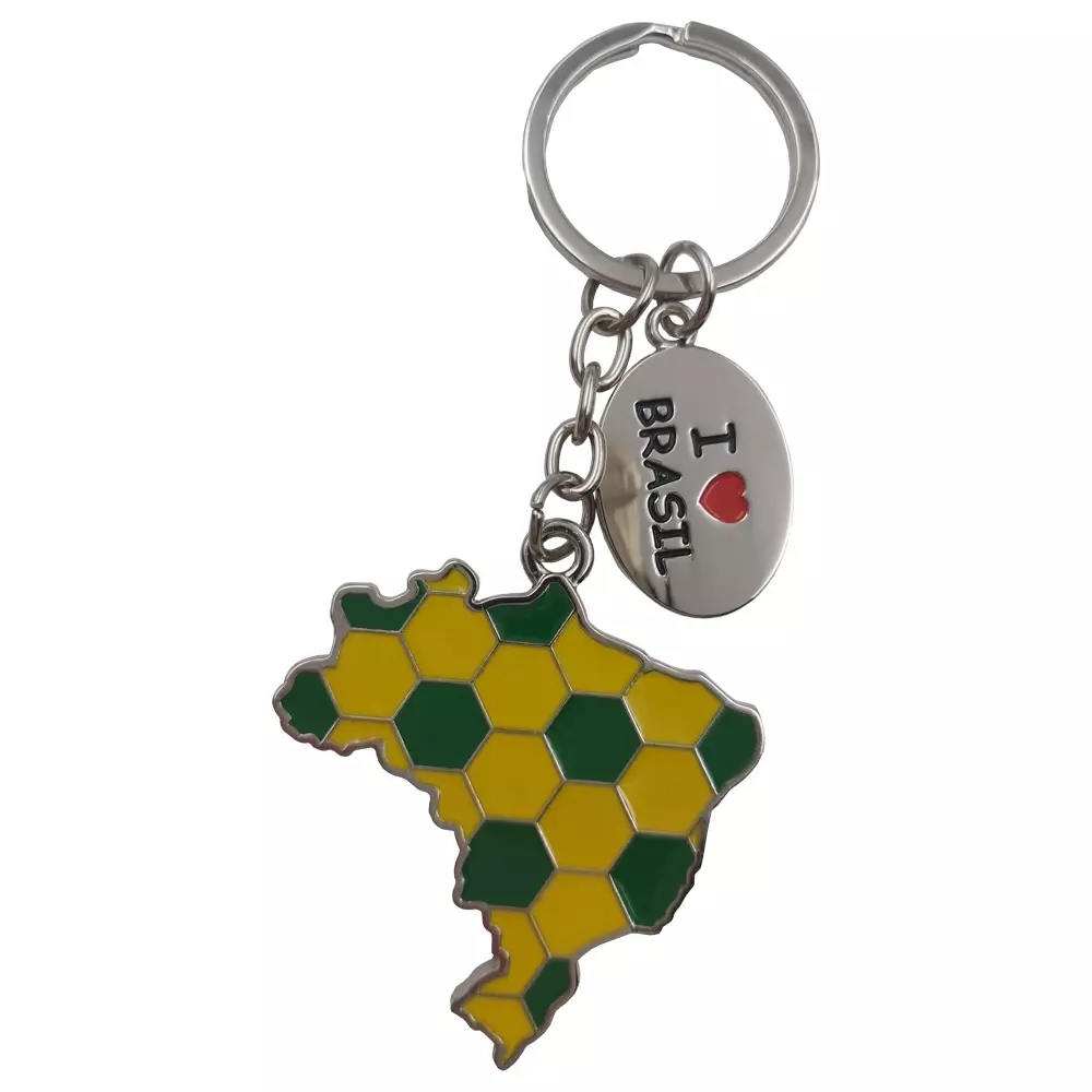 Chaveiro Mapa do Brasil em Metal com Pingente Personalizável 