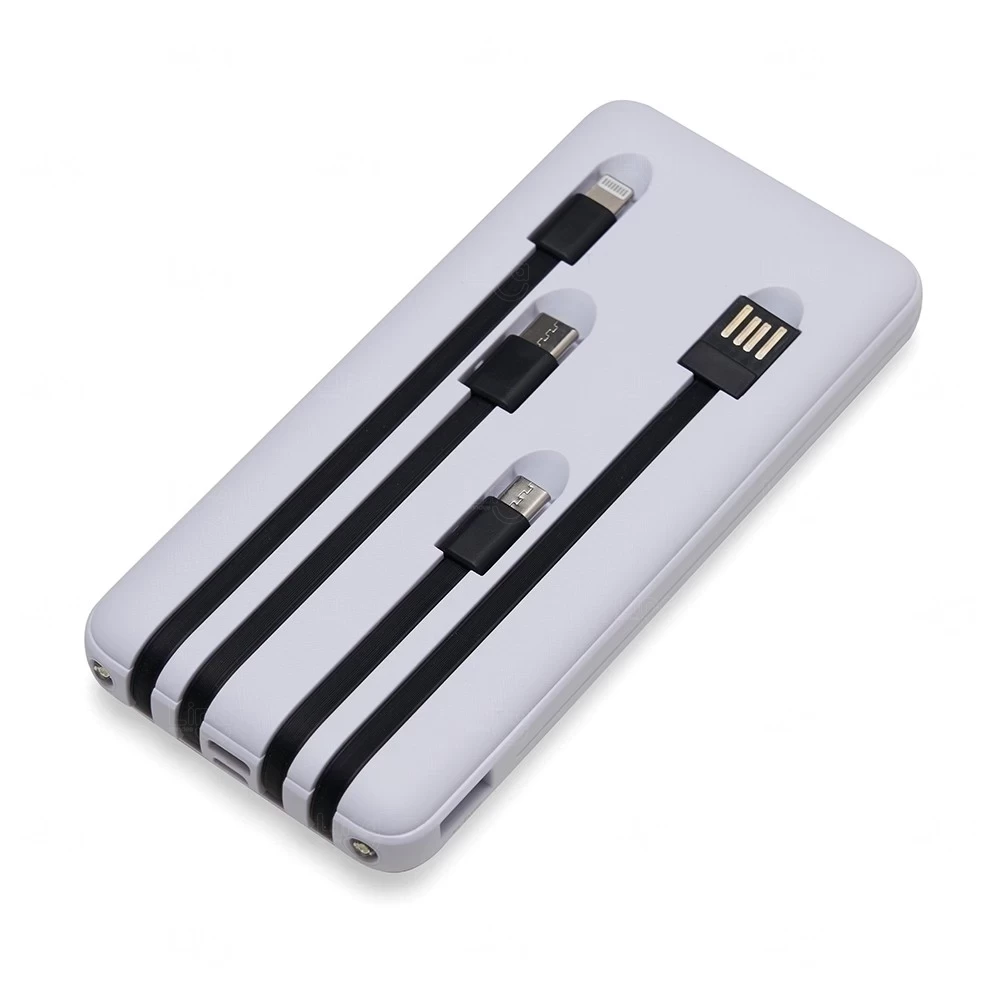 Power Bank 10.000mAh com Lanterna, Display e 4 Cabos 