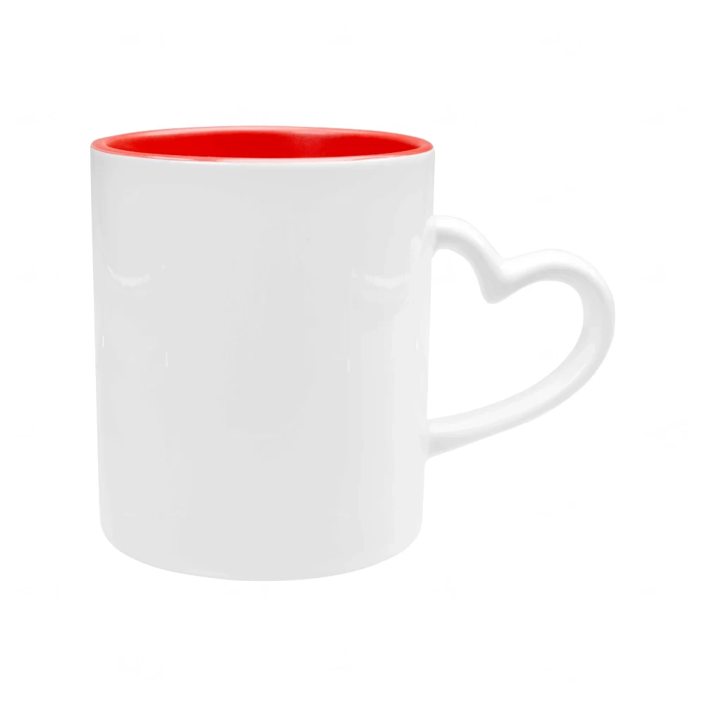 Caneca com Alça de Coração Interior Colorida 325ml Personalizada 