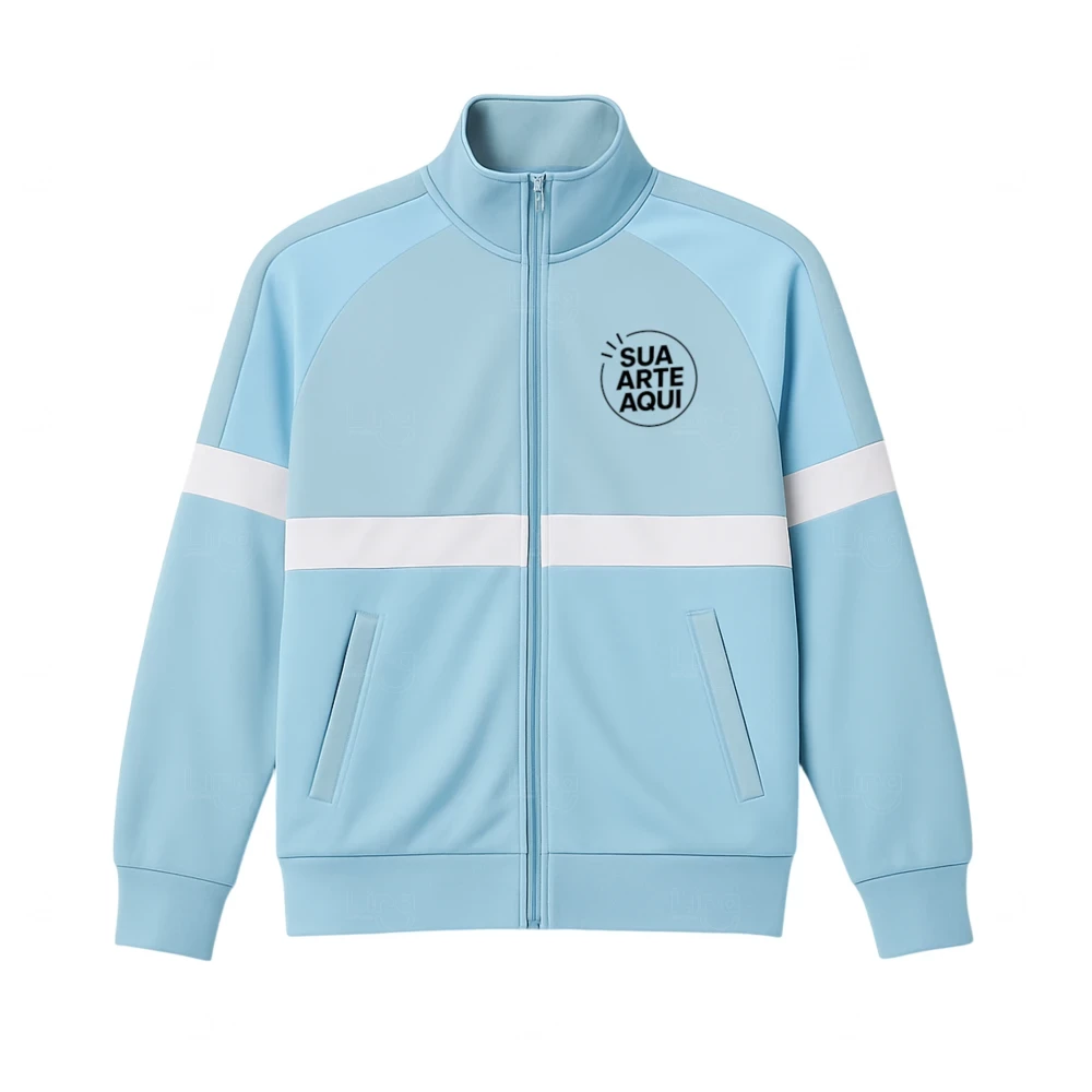 Jaqueta 100% Personalizada com Zíper Azul Claro