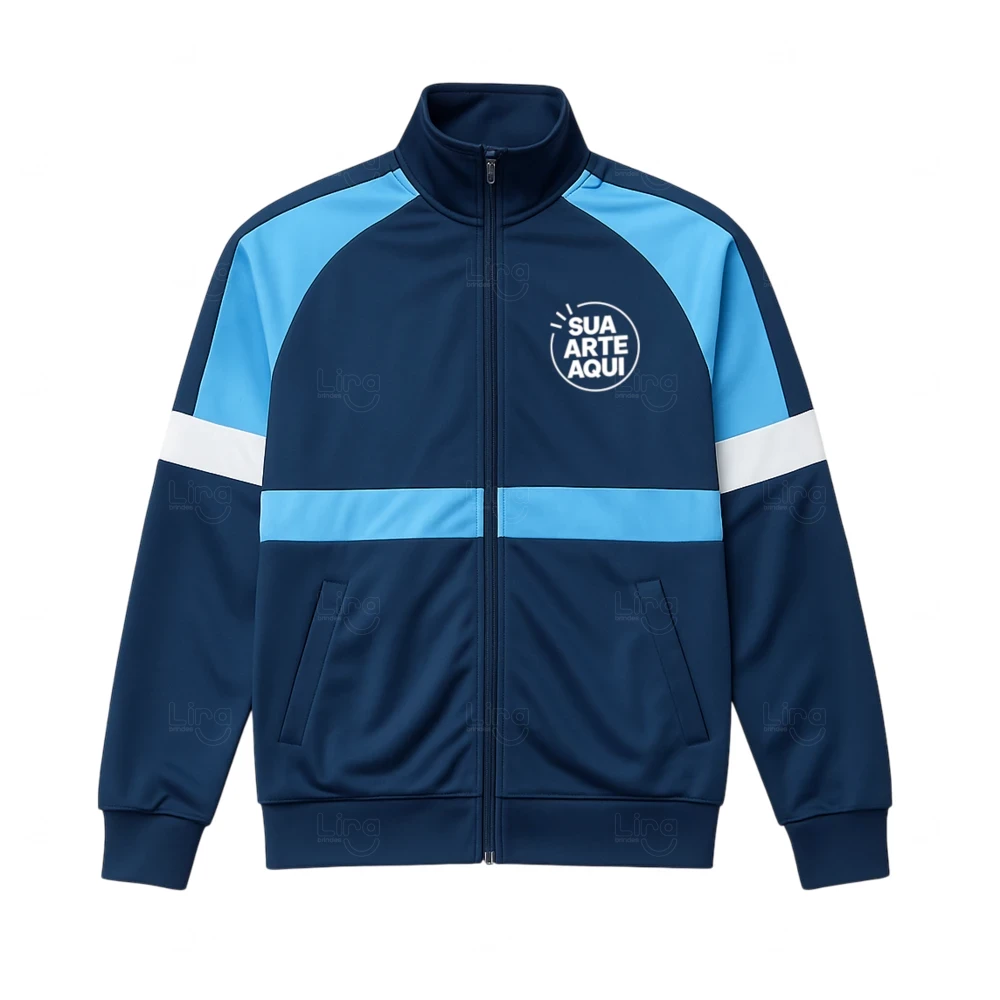Jaqueta 100% Personalizada com Zíper Azul Marinho