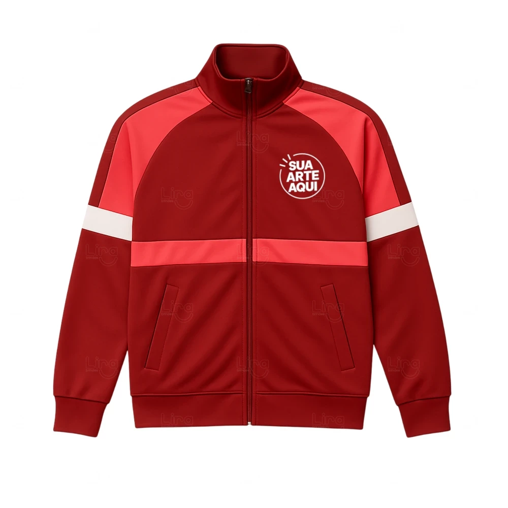 Jaqueta 100% Personalizada com Zíper Vermelho