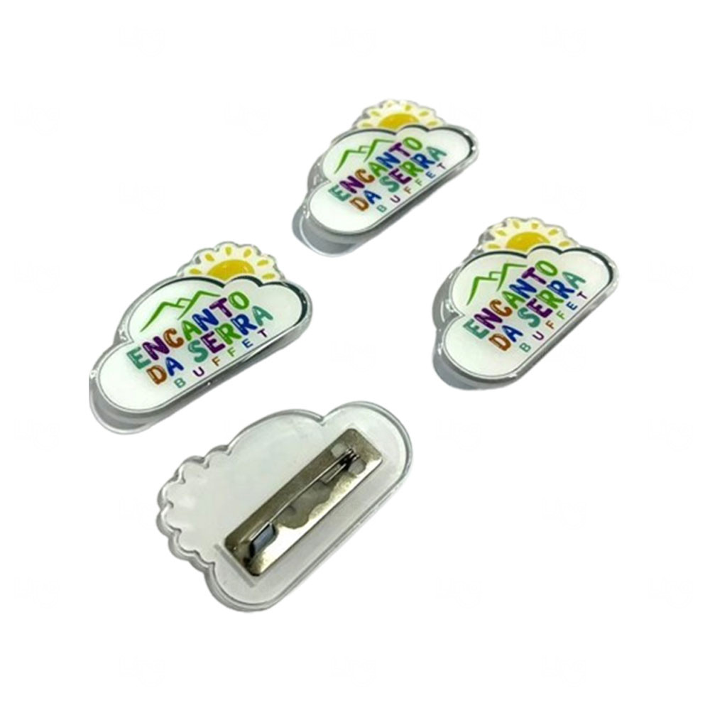 Pin Recortado Em Acrílico Personalizado Branco