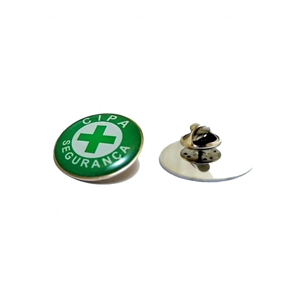 Pin em Aço Resinado Redondo ou Retangular Personalizado Verde