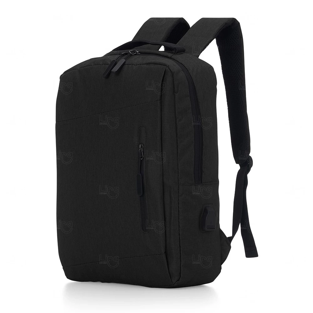 Mochila personalizada USB de Nylon - 21L Preto