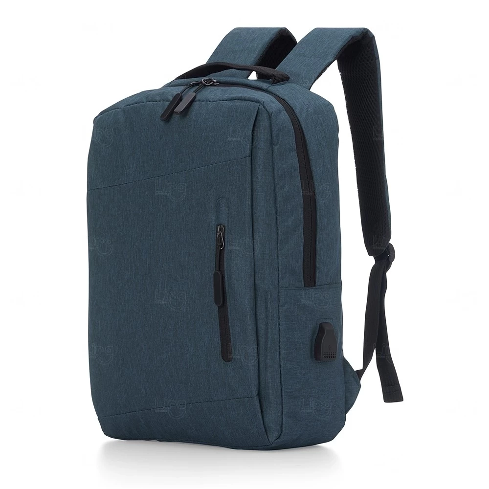 Mochila personalizada USB de Nylon - 21L Azul