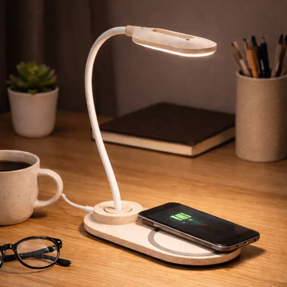 Luminária de Mesa Ecológica com Base de Carregamento 