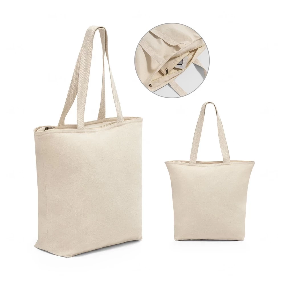 Sacola Personalizada 100% Algodão com Zíper - 48 x 40 cm 