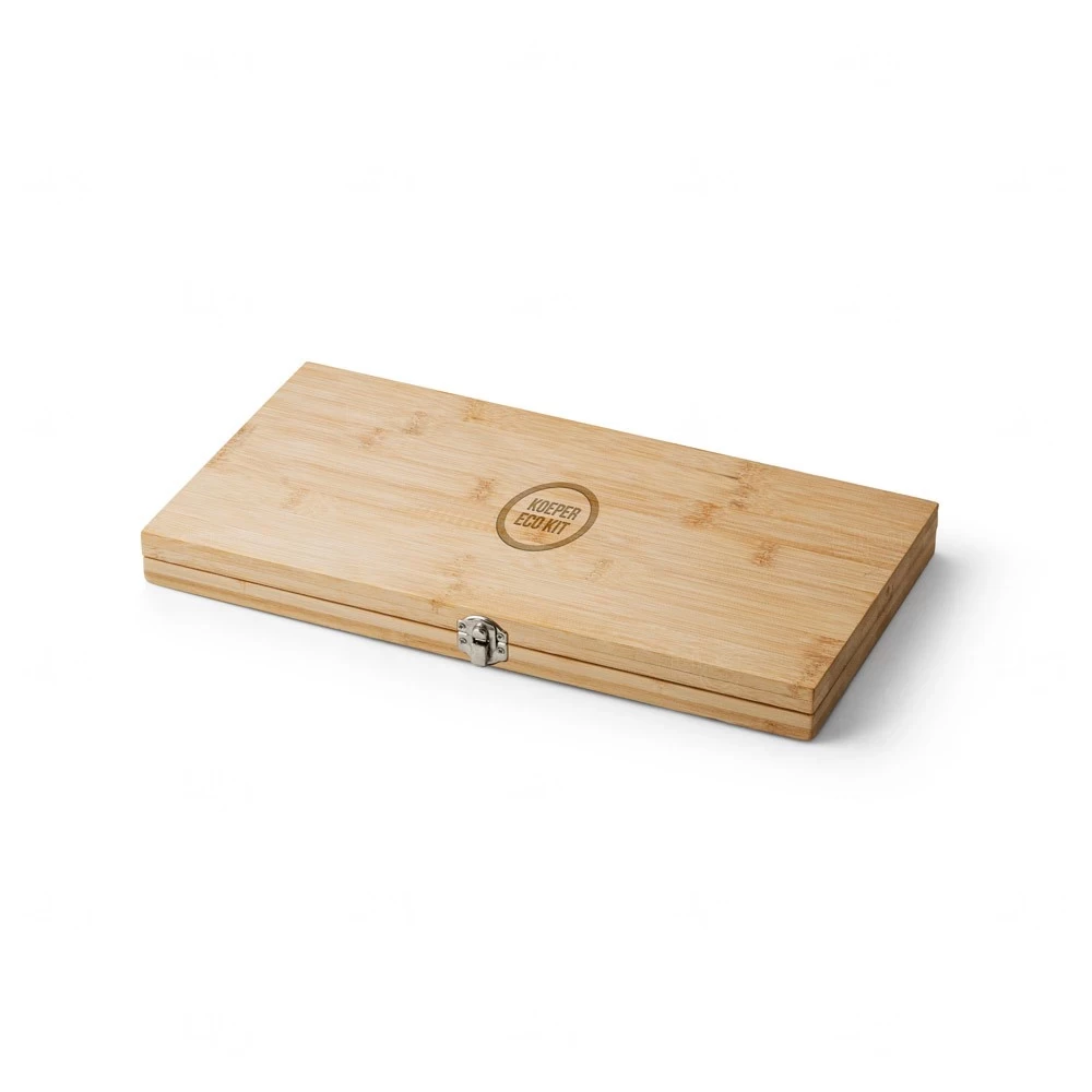 Kit para Churrasco em Caixa de Bambu Personalizado - 4 Peças 