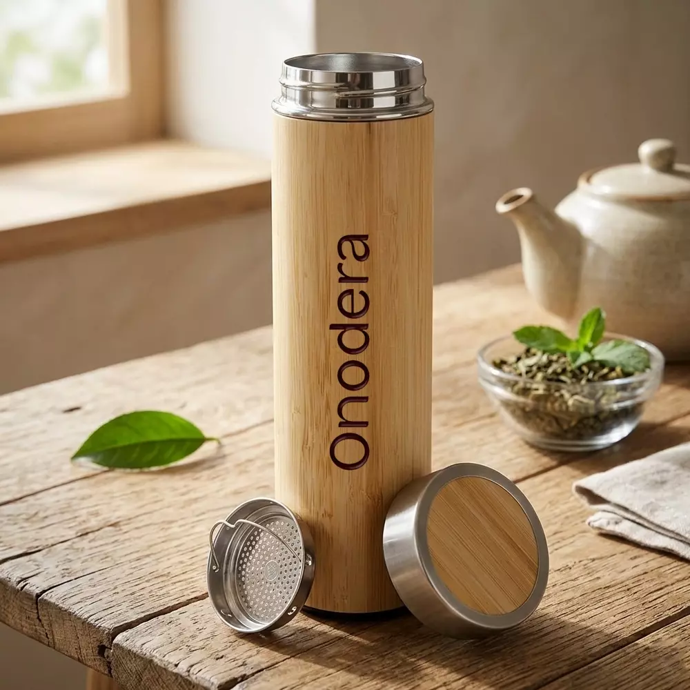 Garrafa Ecológica Personalizada de Bambu com Infusor - 500ml 