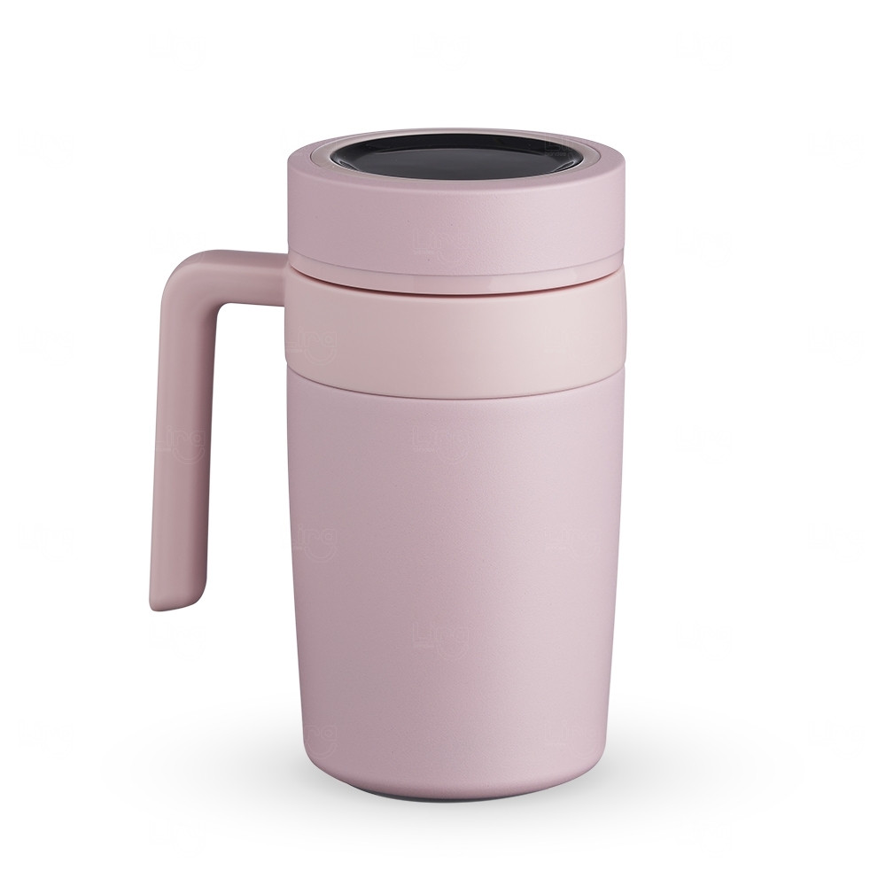 Caneca Térmica 500ml com Display LED Personalizada Rosa