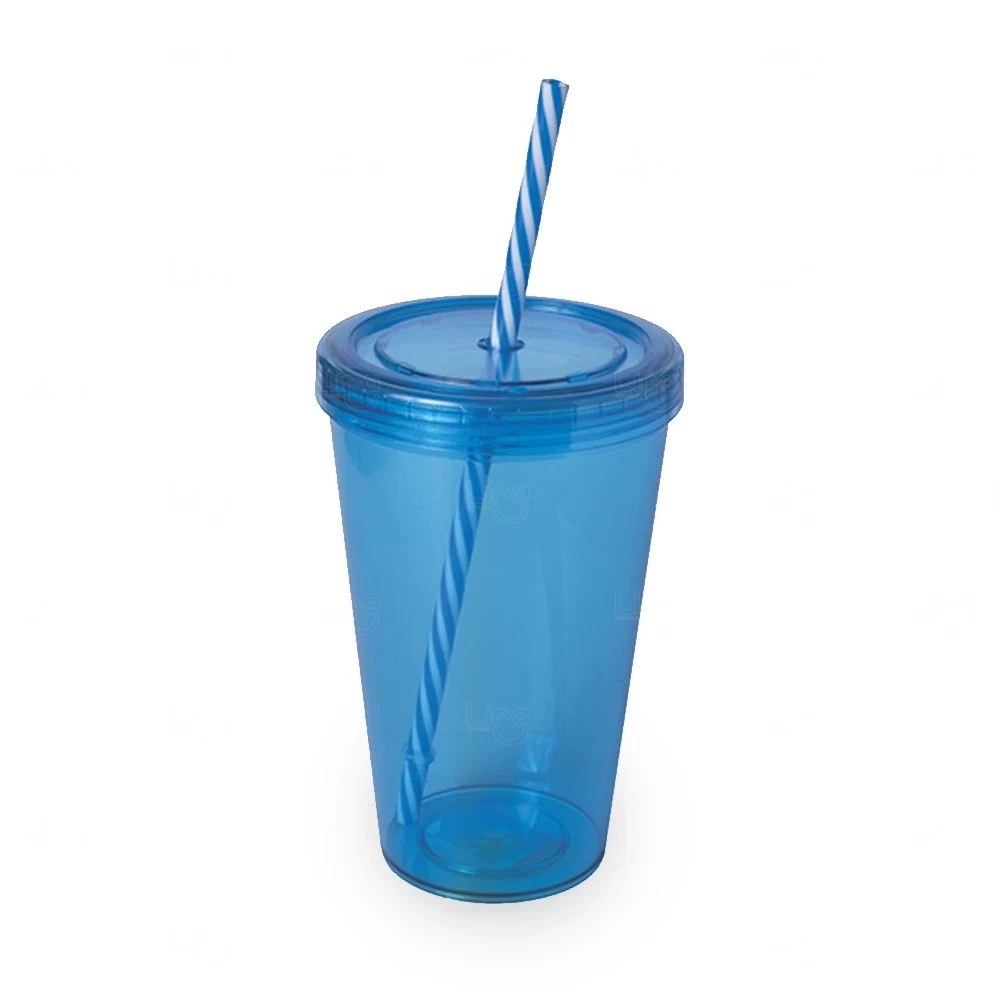 Copo Plástico 700ml com Tampa e Canudo Personalizado 