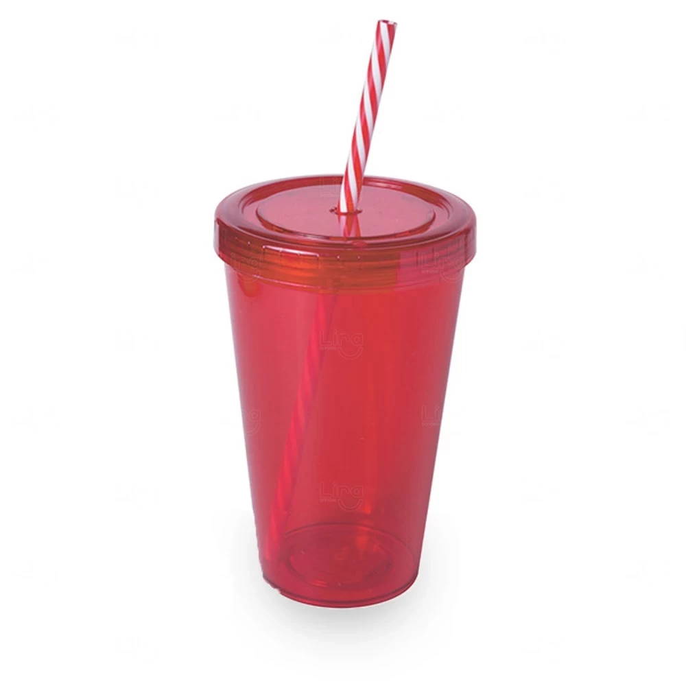 Copo Plástico 700ml com Tampa e Canudo Personalizado 