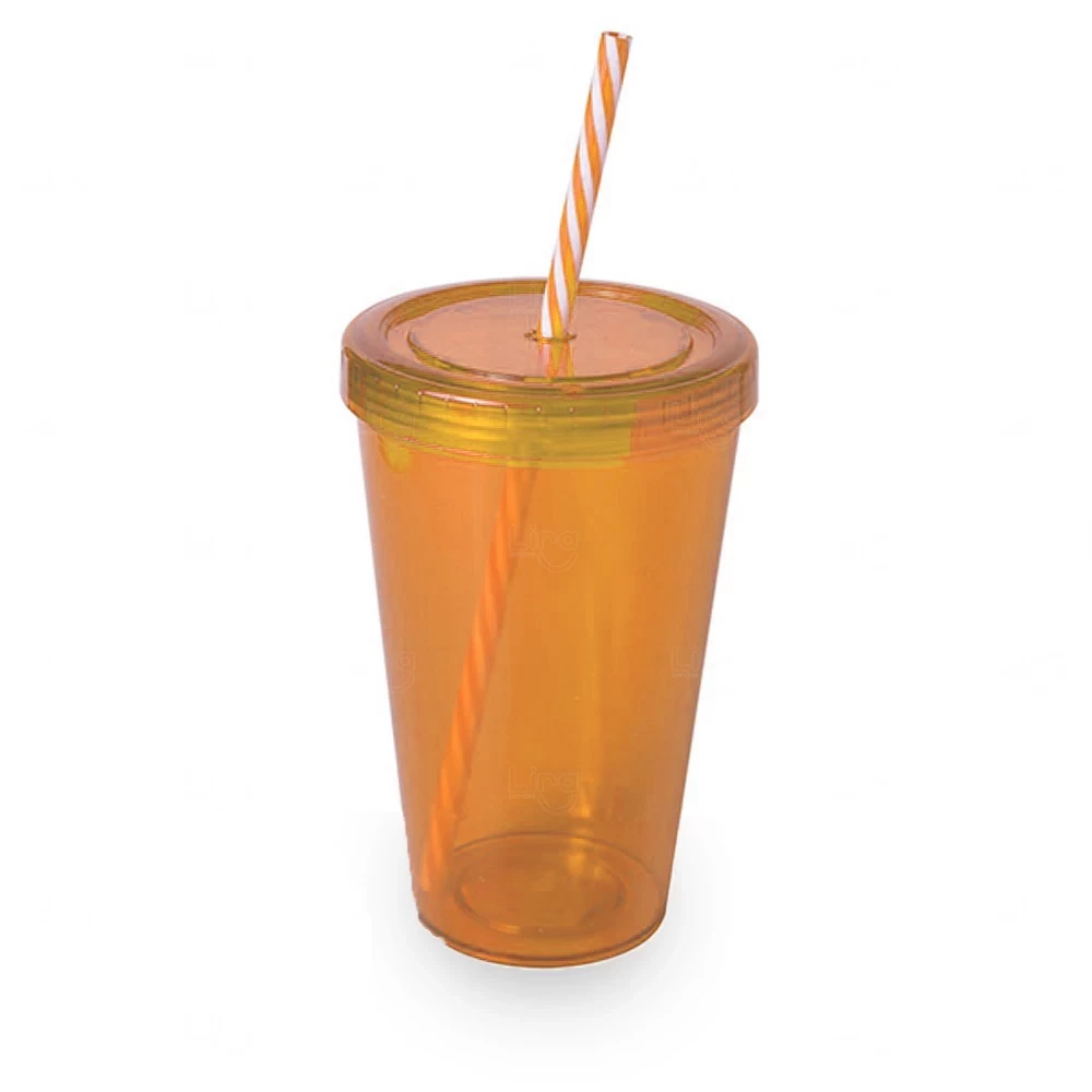 Copo Plástico 700ml com Tampa e Canudo Personalizado 