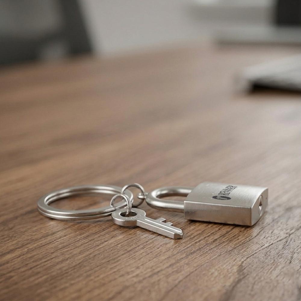 Chaveiro de Metal Personalizado em Formato de Cadeado 