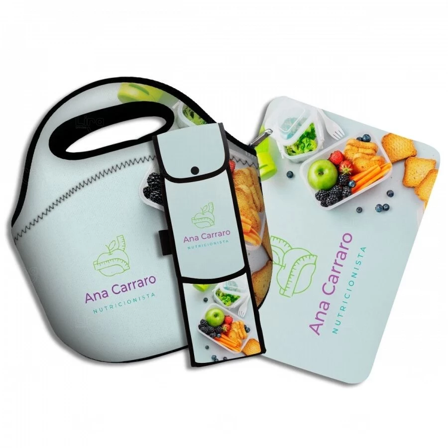 Kit Lancheira, Porta Talher e Jogo Americano Personalizado 