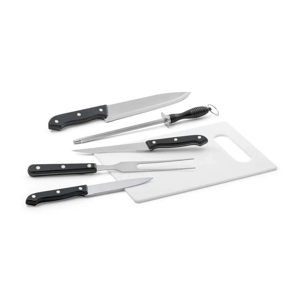 Kit Churrasco Personalizado com 5 Peças, Tábua e Estojo 