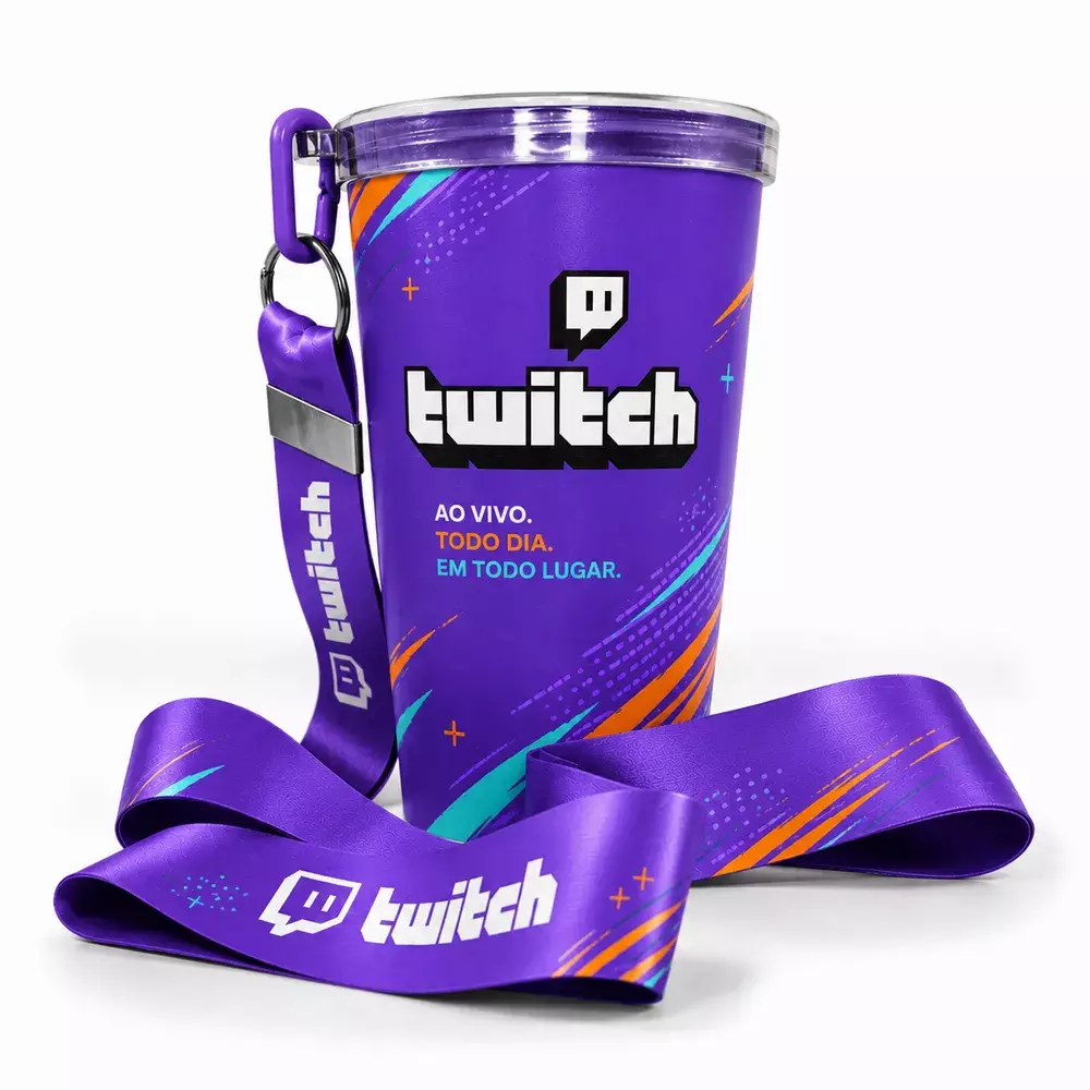 Copo com Cordão Personalizado 360 graus - 550ml Roxo