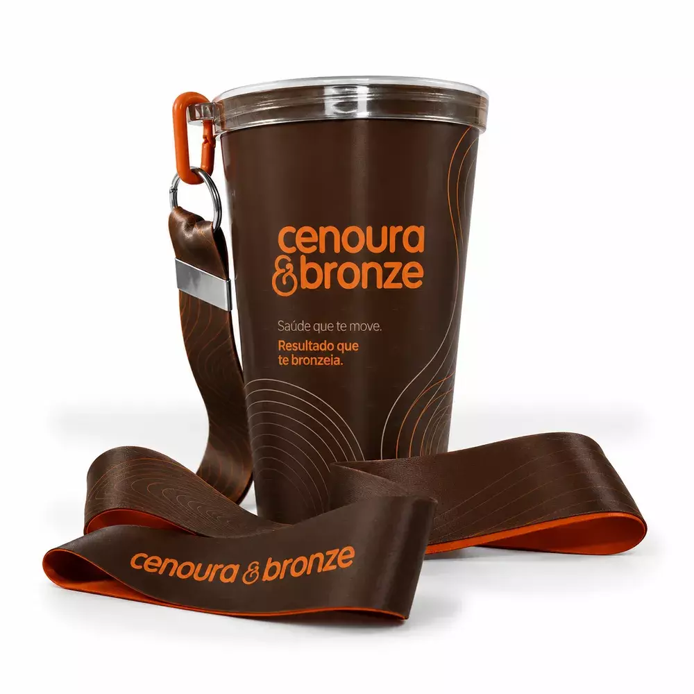 Copo com Cordão Personalizado 360 graus - 550ml Marrom