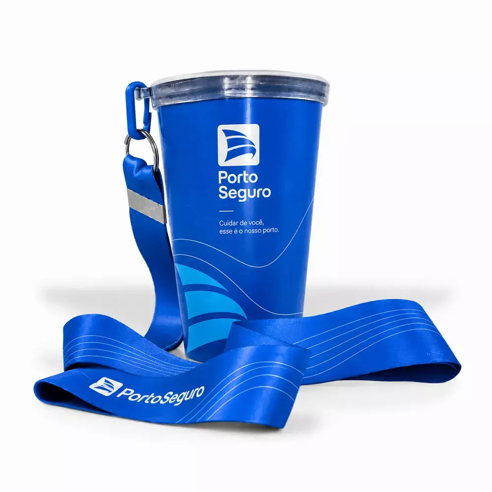 Copo com Cordão Personalizado 360 graus - 550ml Azul