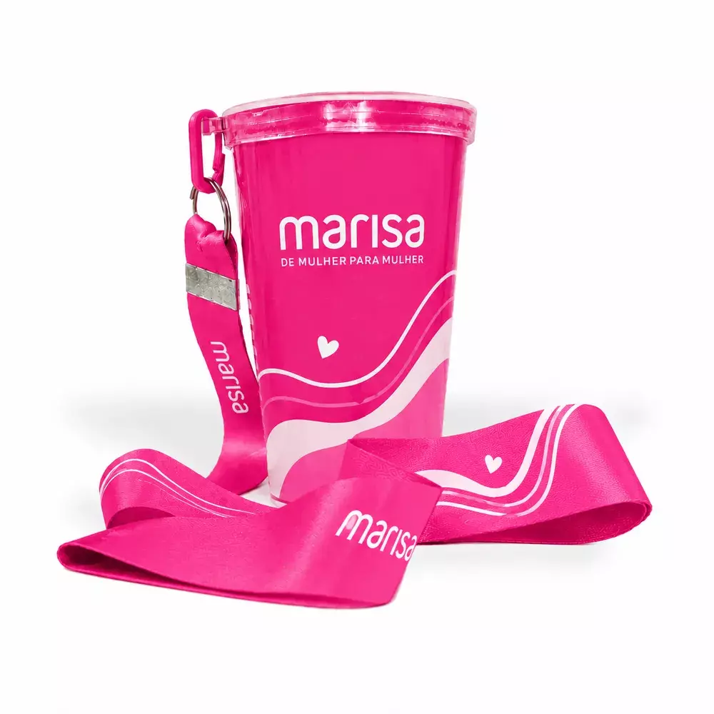 Copo com Cordão Personalizado 360 graus - 550ml Rosa