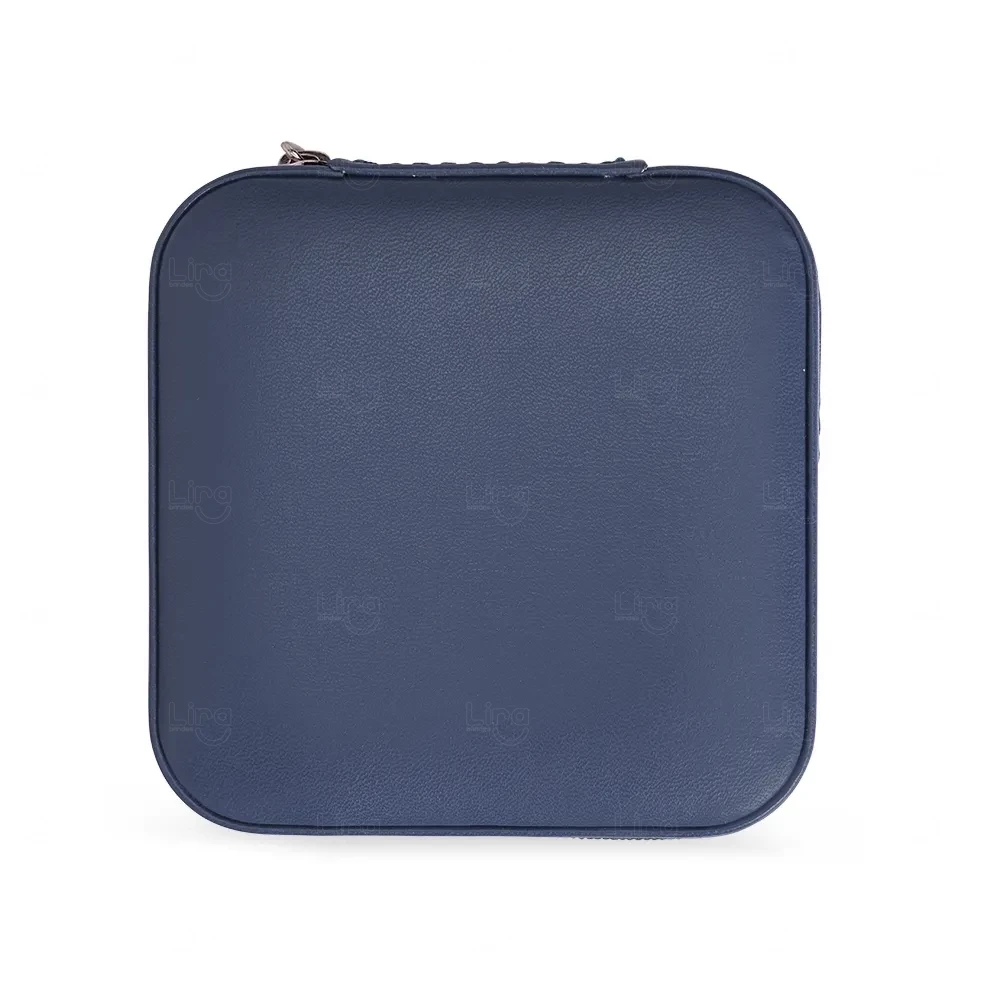 Porta-Joias em Couro Sintético Personalizado - 5x10x10cm Azul Escuro