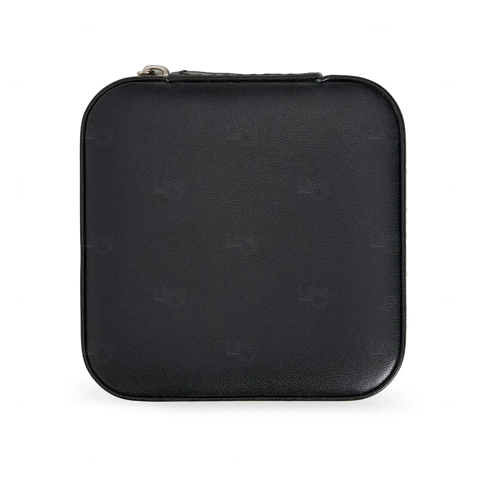 Porta-Joias em Couro Sintético Personalizado - 5x10x10cm Preto