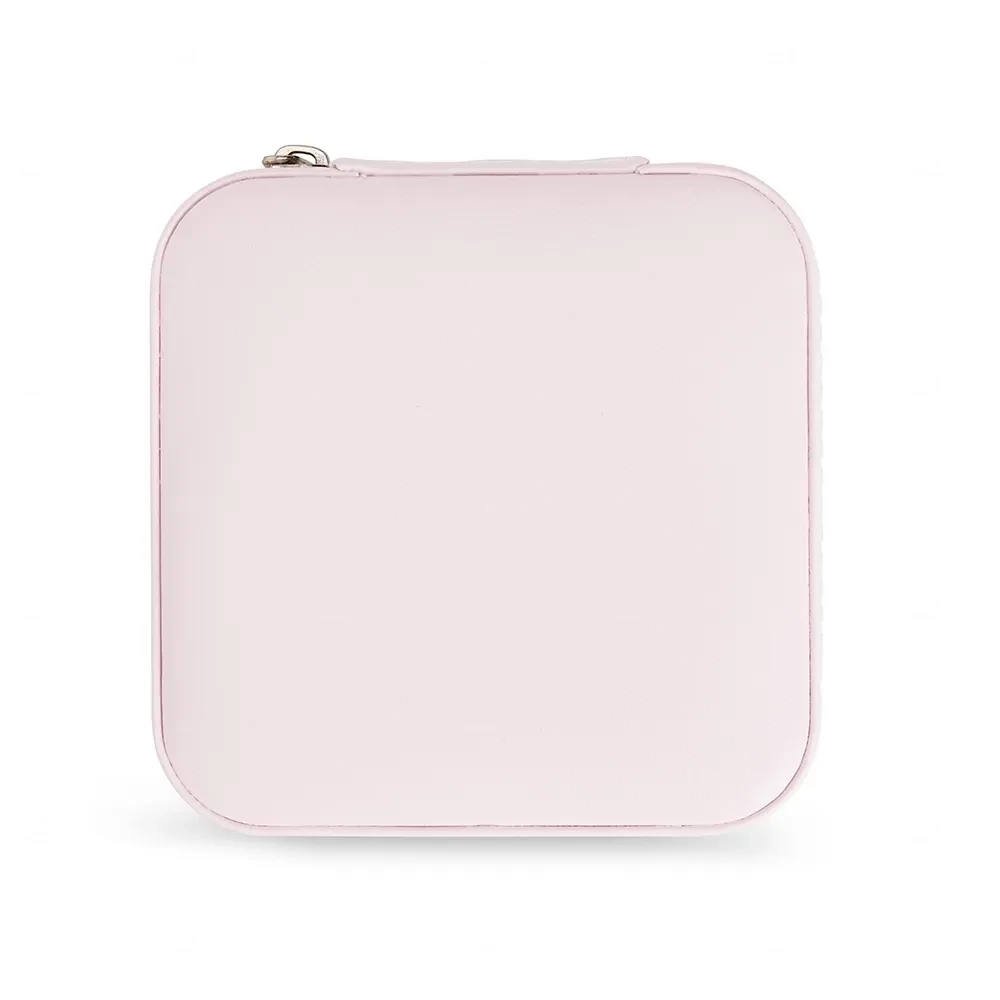 Porta-Joias em Couro Sintético Personalizado - 5x10x10cm Rosa Claro