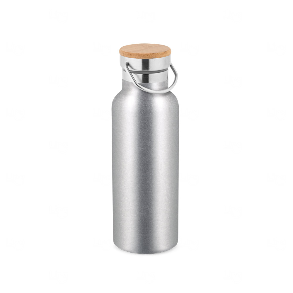 Garrafa Térmica Inox 570ml com Tampa Bambu Personalizada 