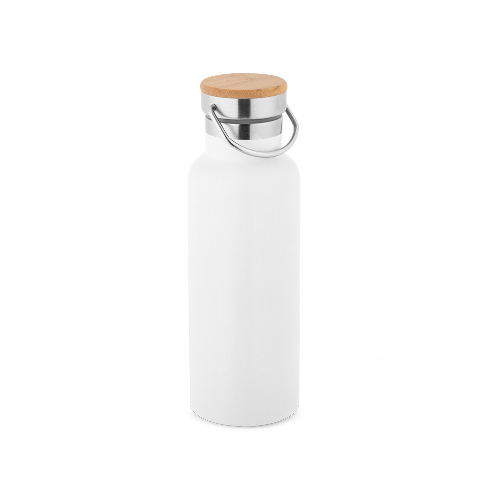 Garrafa Térmica Inox 570ml com Tampa Bambu Personalizada 