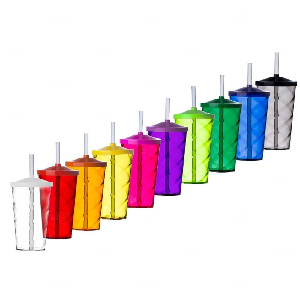 Copo com Canudo Personalizado - 500ml 