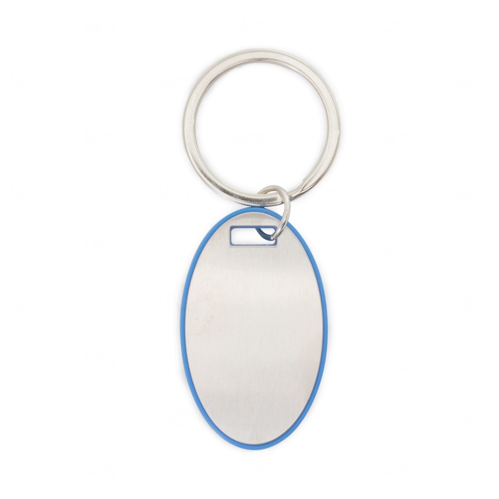 Chaveiro Oval em Metal com Borda Colorida 