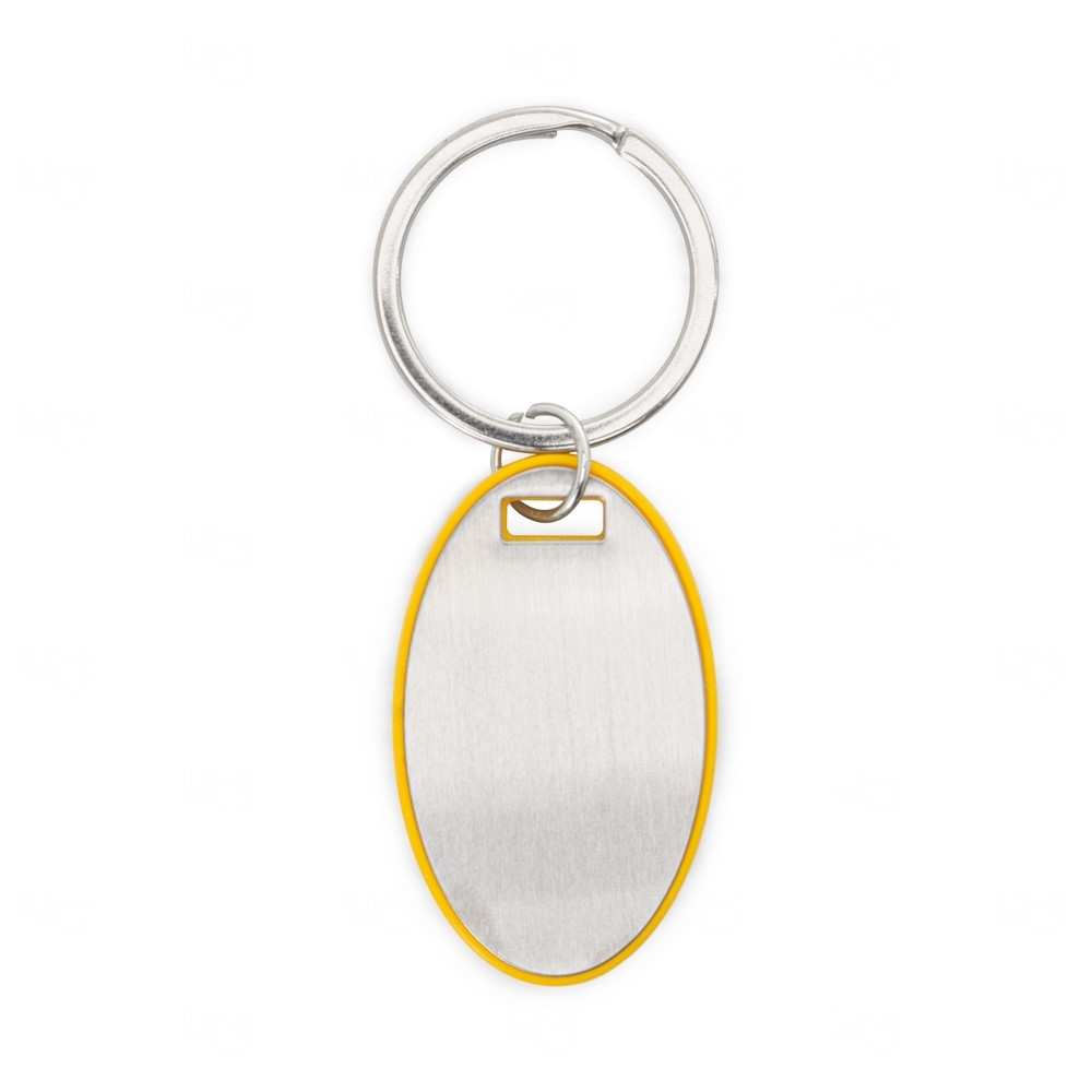 Chaveiro Oval em Metal com Borda Colorida 