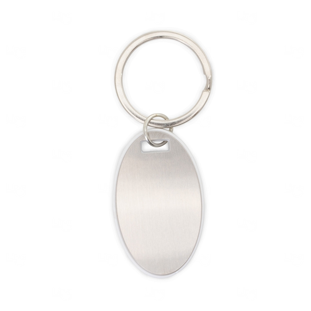 Chaveiro Oval em Metal com Borda Colorida 