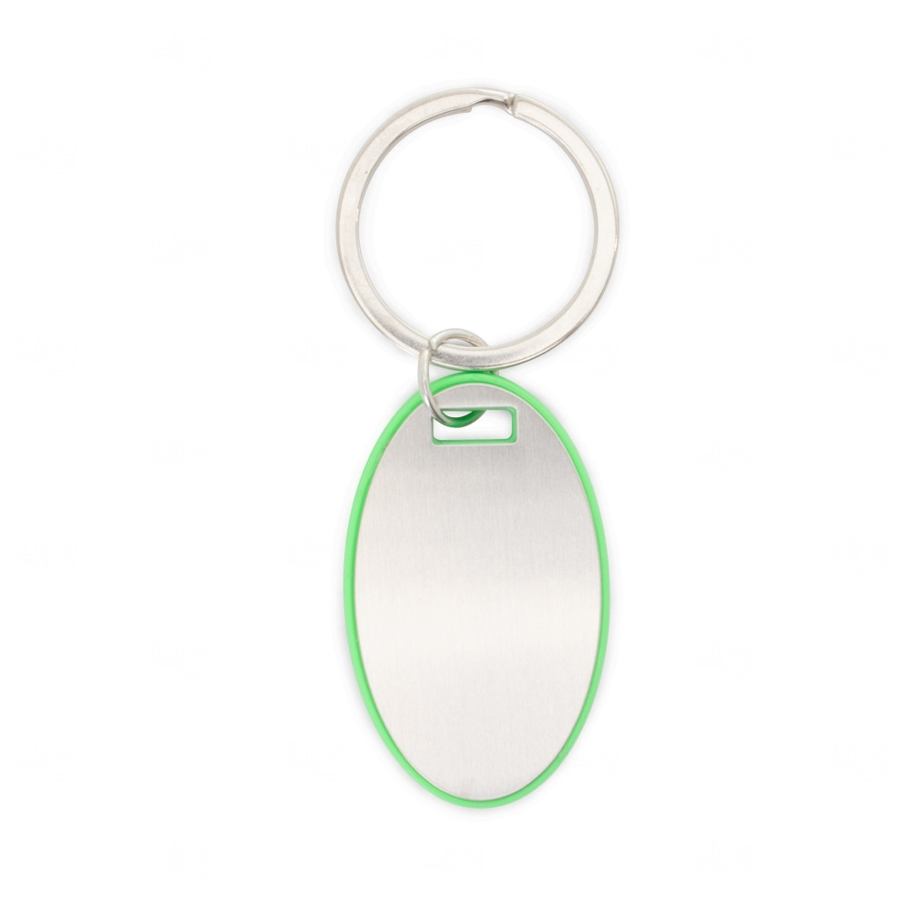 Chaveiro Oval em Metal com Borda Colorida 
