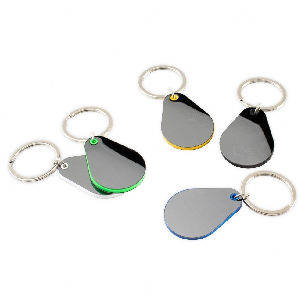 Chaveiro Gota Metal com Detalhe Colorido Personalizado 