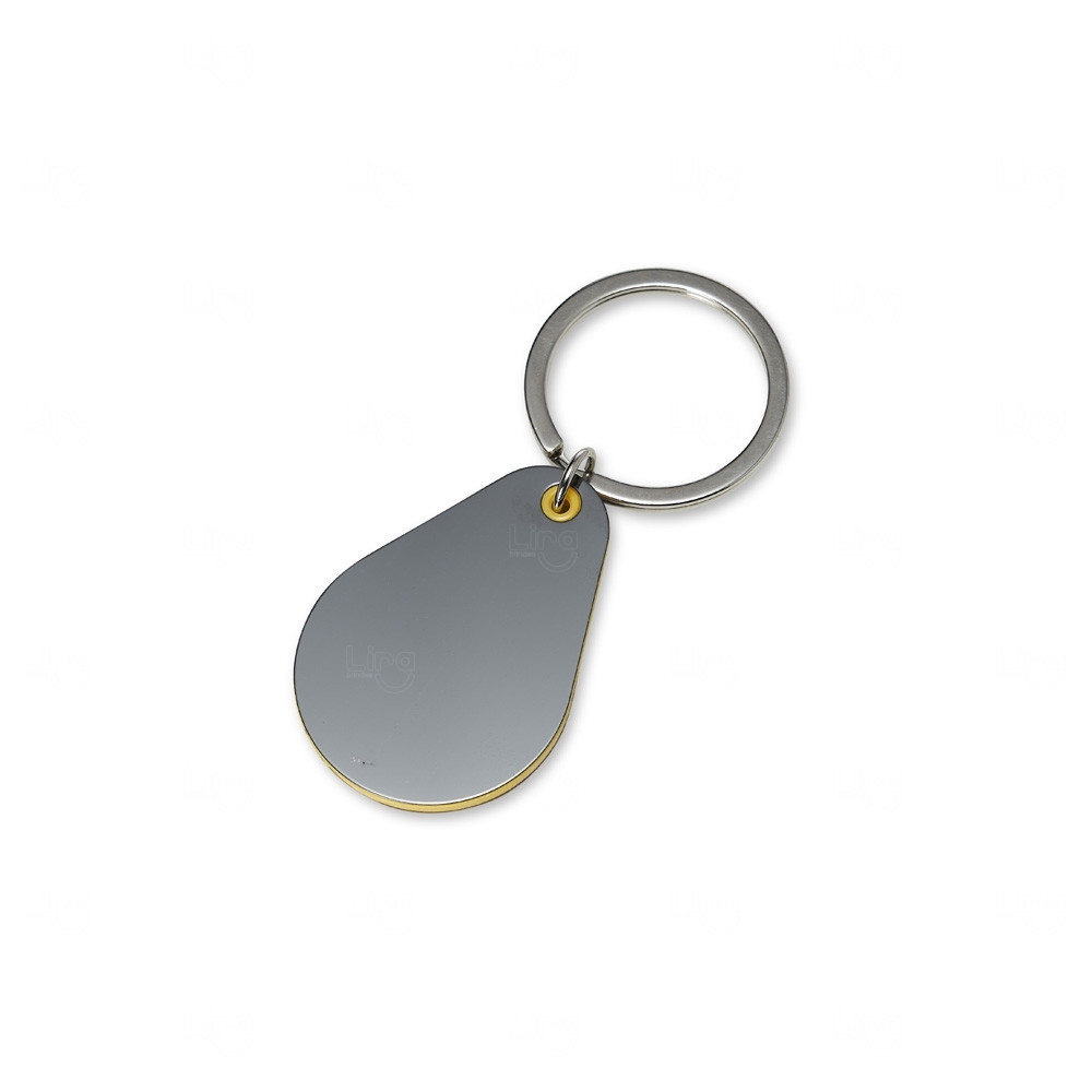 Chaveiro Gota Metal com Detalhe Colorido Personalizado 