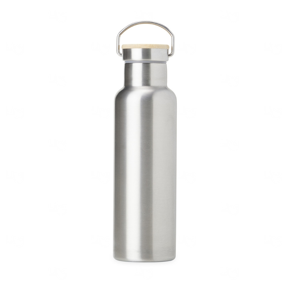 Garrafa Térmica Inox com Tampa de Bambu Personalizada – 600ml 