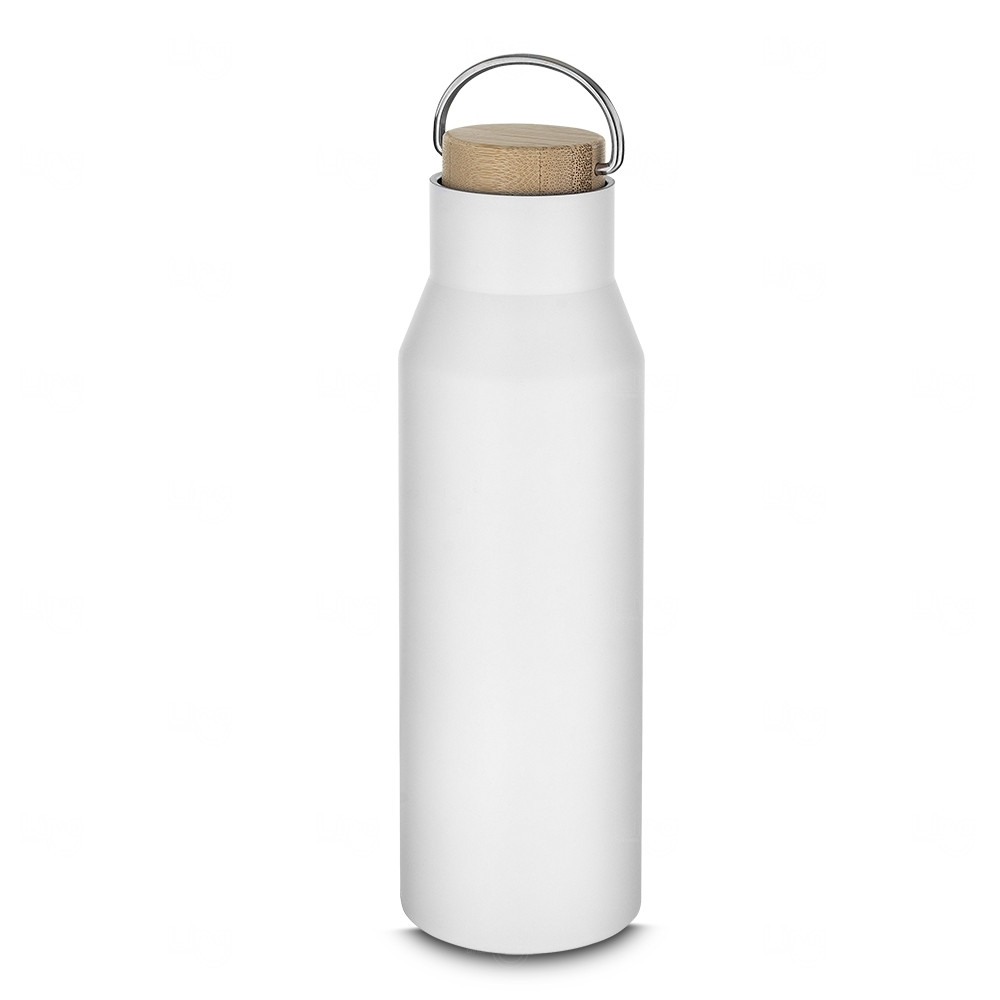 Garrafa Térmica Inox com Tampa de Bambu Personalizada – 600ml 